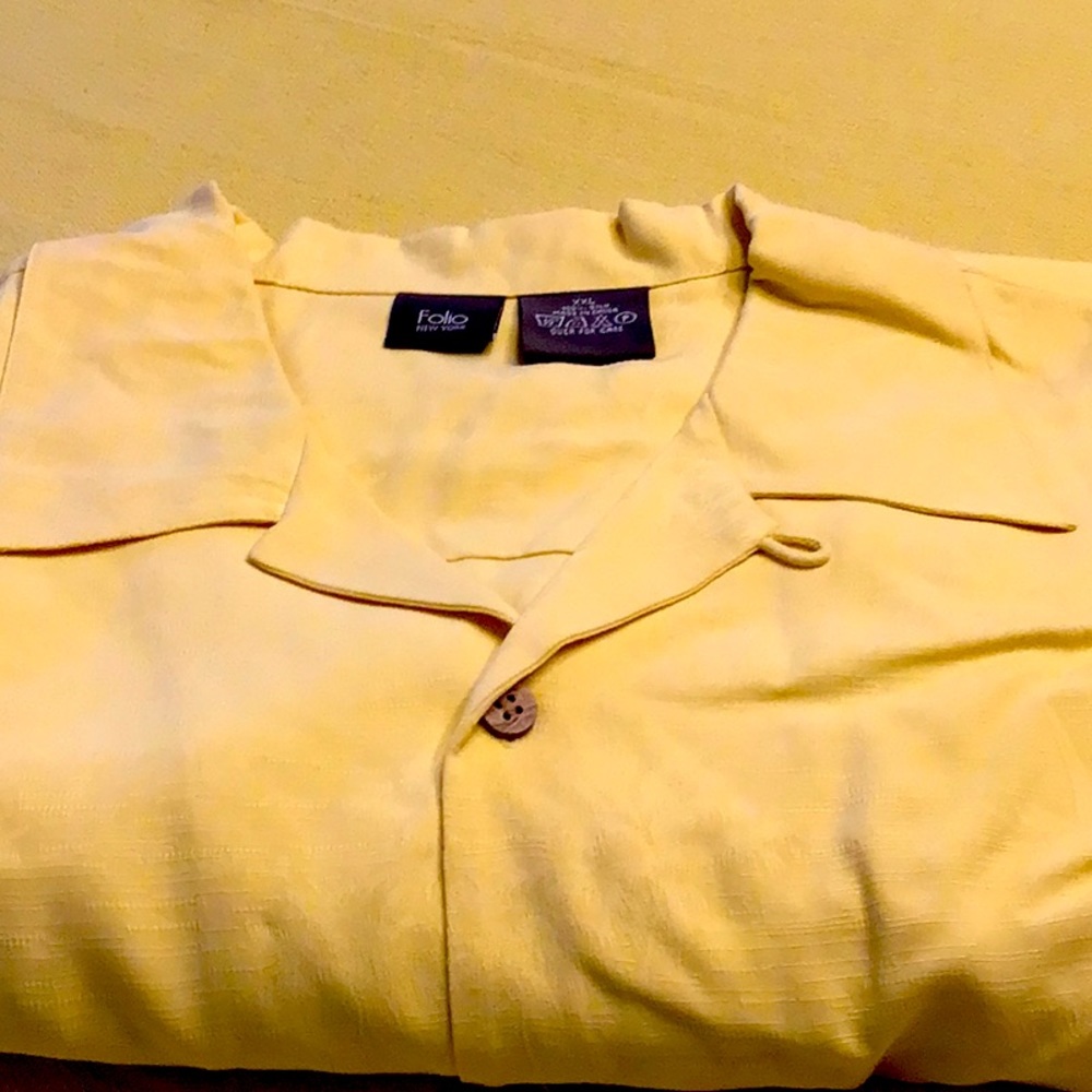 Folio 100% silk retro men’s s/s shirt, palm tree weave.